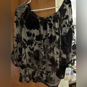 Beautiful blouse with lace trim and velvet accents